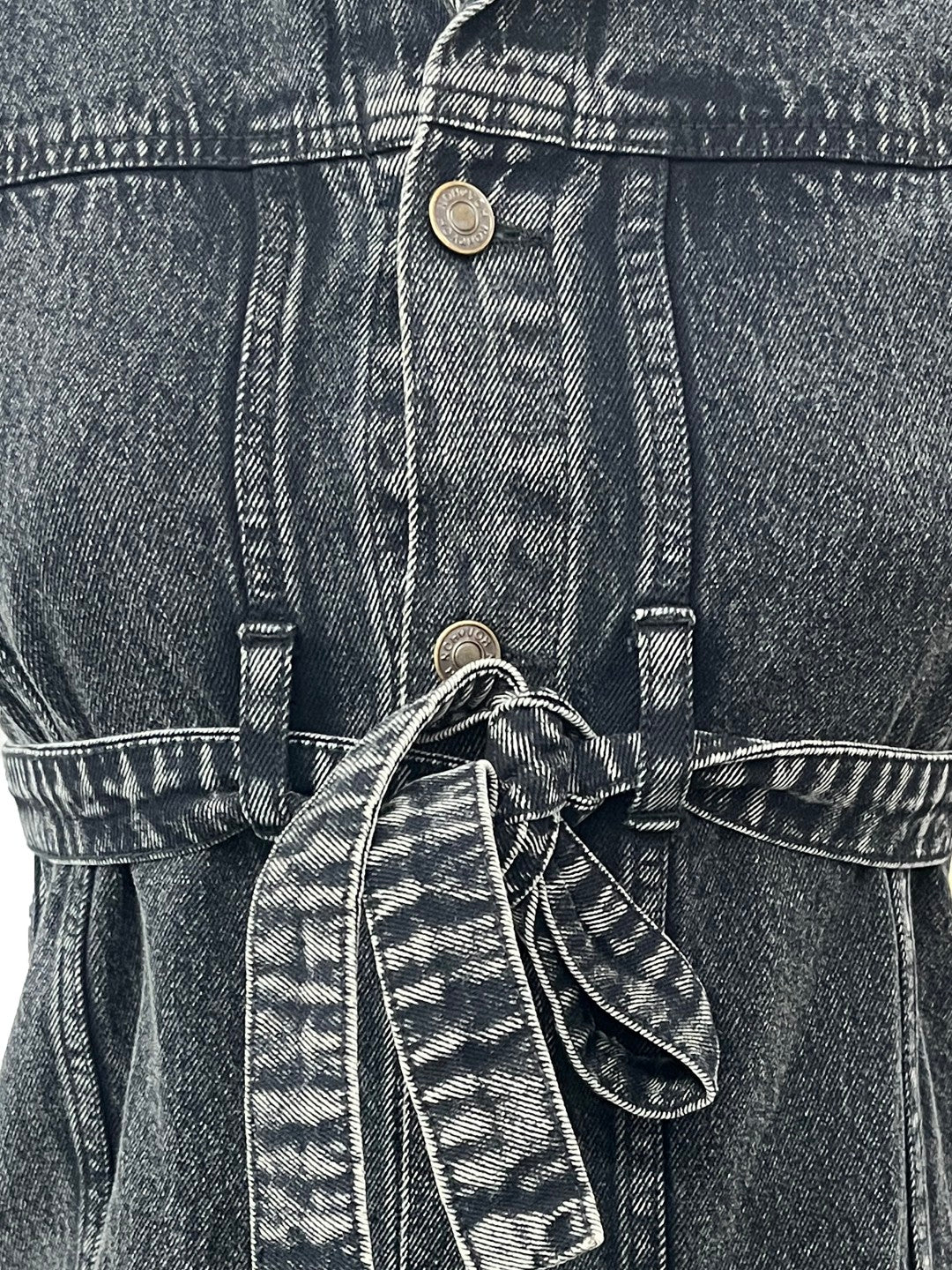Girls Black Blast Denim Belted Shirt Dress