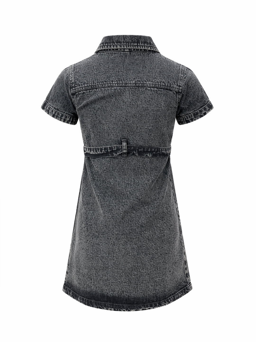 Girls Black Blast Denim Belted Shirt Dress