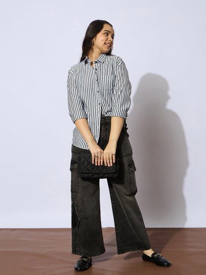 Girls Black Wash Multi Pockets Straight Jeans