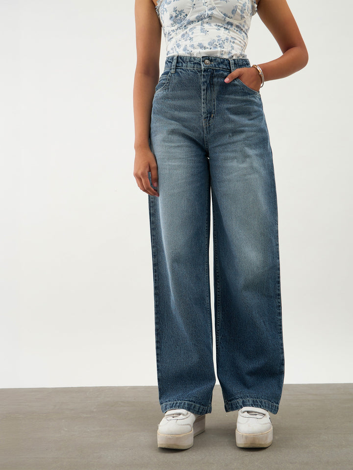 Girls Navy Blast Denim Straight Fit Jeans