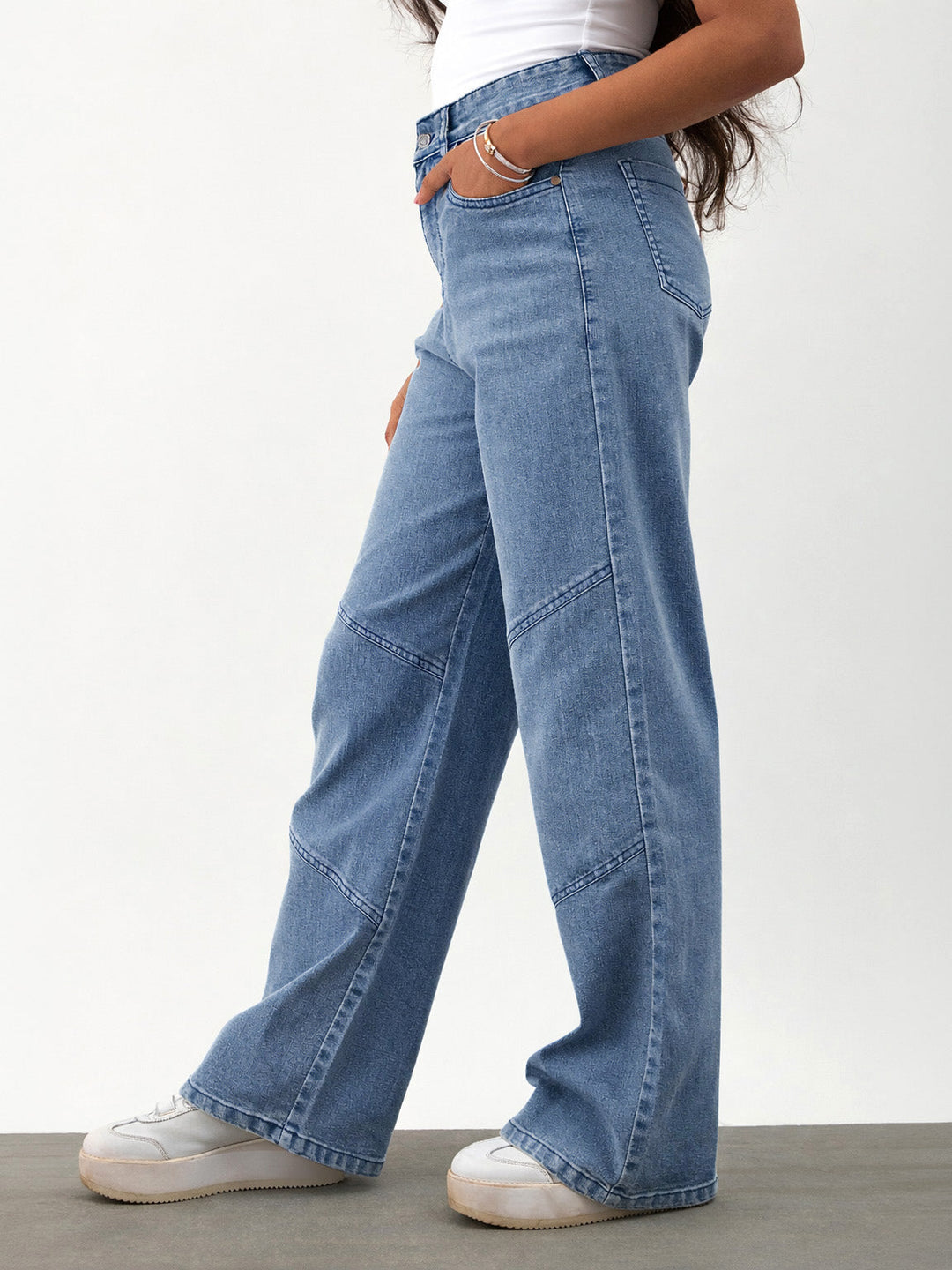 Girls Navy Blast Denim Thread Detail Ankle Length Jeans