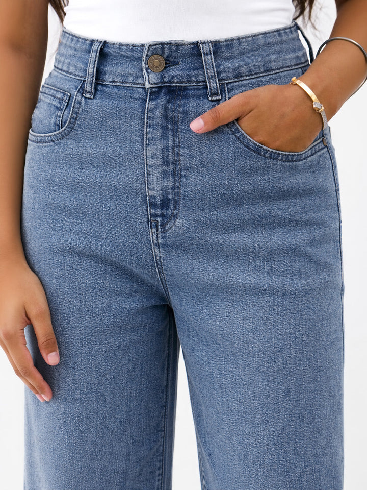 Girls Navy Blast Denim Thread Detail Ankle Length Jeans