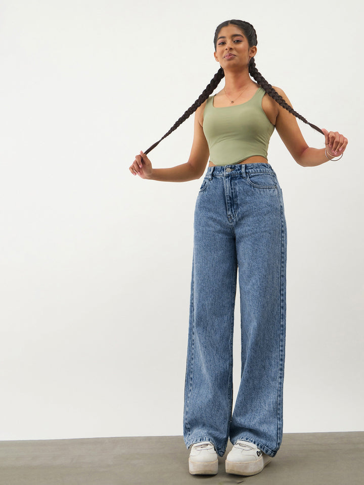 Girls Blue Blast Denim Ankle Length Jeans