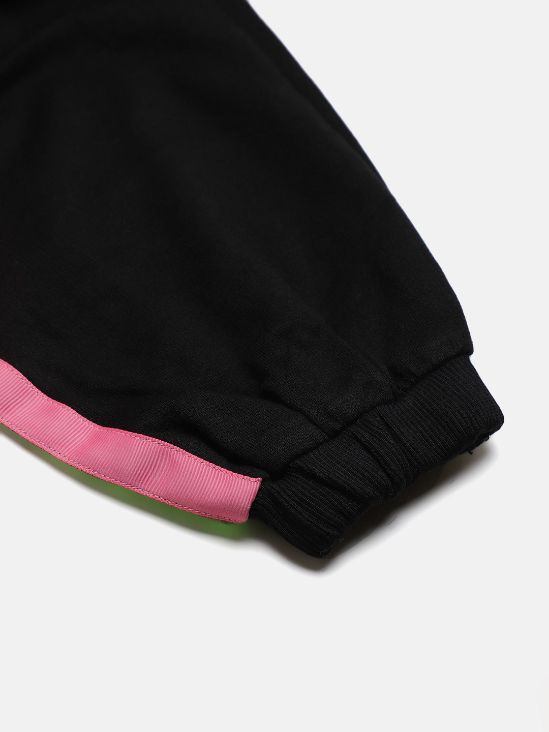 Girls Black Terry Side Tape Joggers