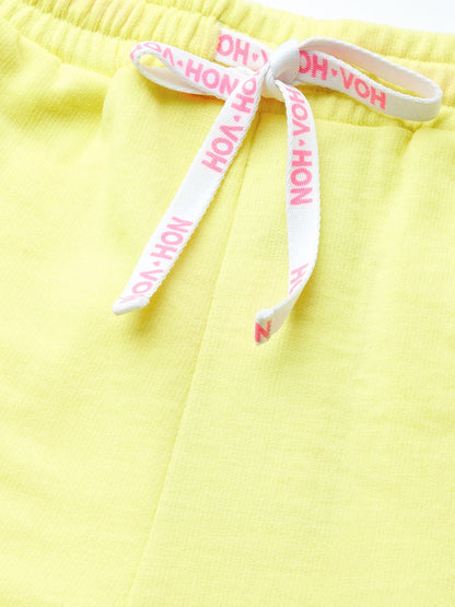 Girls Yellow Fleece Brand Drawstring Track Pants