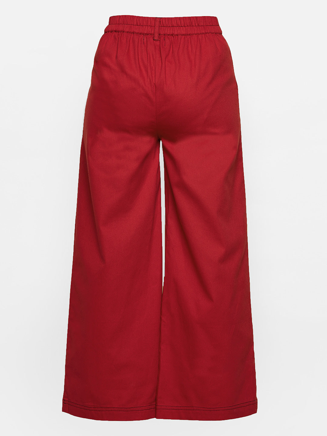 Girls Pink Contrast Thread Twill Straight Pants
