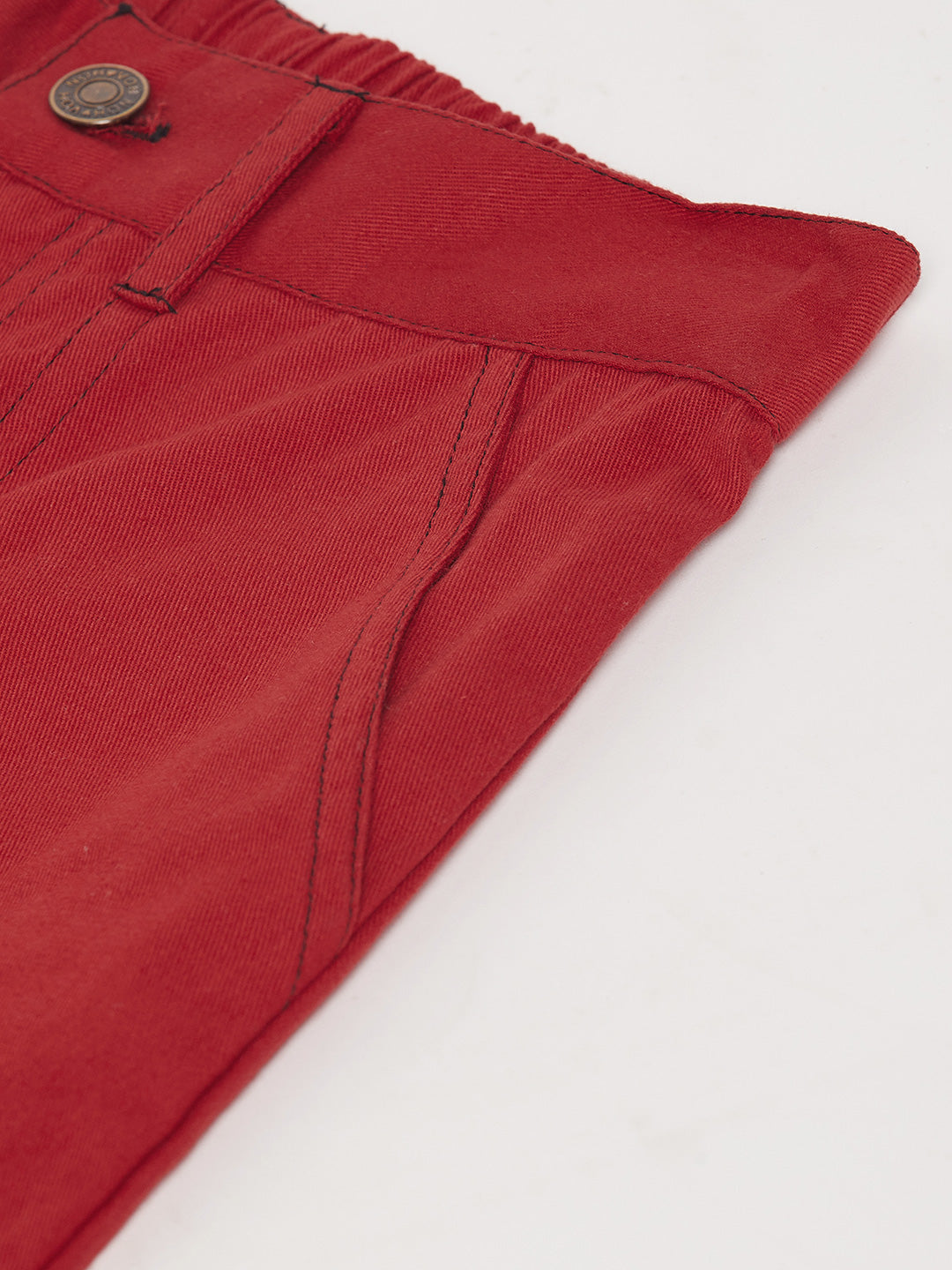 Girls Pink Contrast Thread Twill Straight Pants