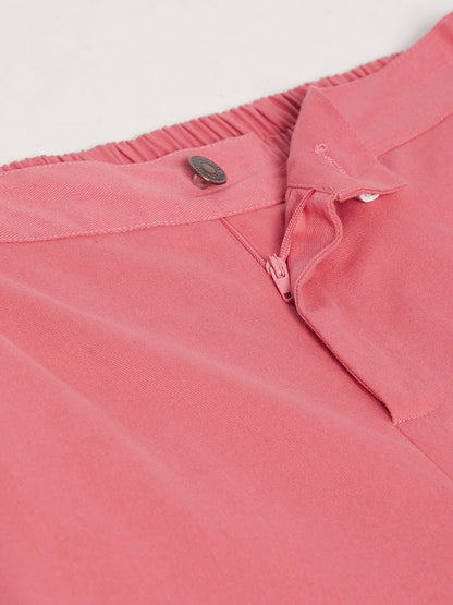 Girls Pink Side Patch Pocket Twill Joggers
