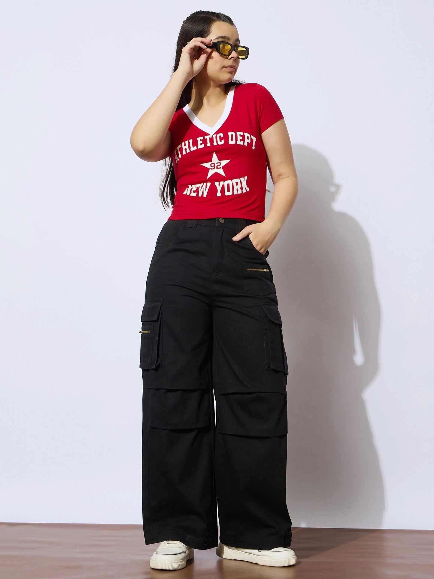 Girls Black Twill Metal Zipper Straight Pants
