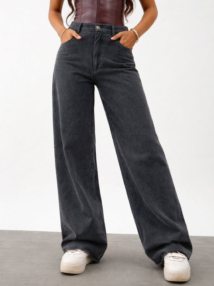 Girls Black Twill Overdyed Straight Fit Pants