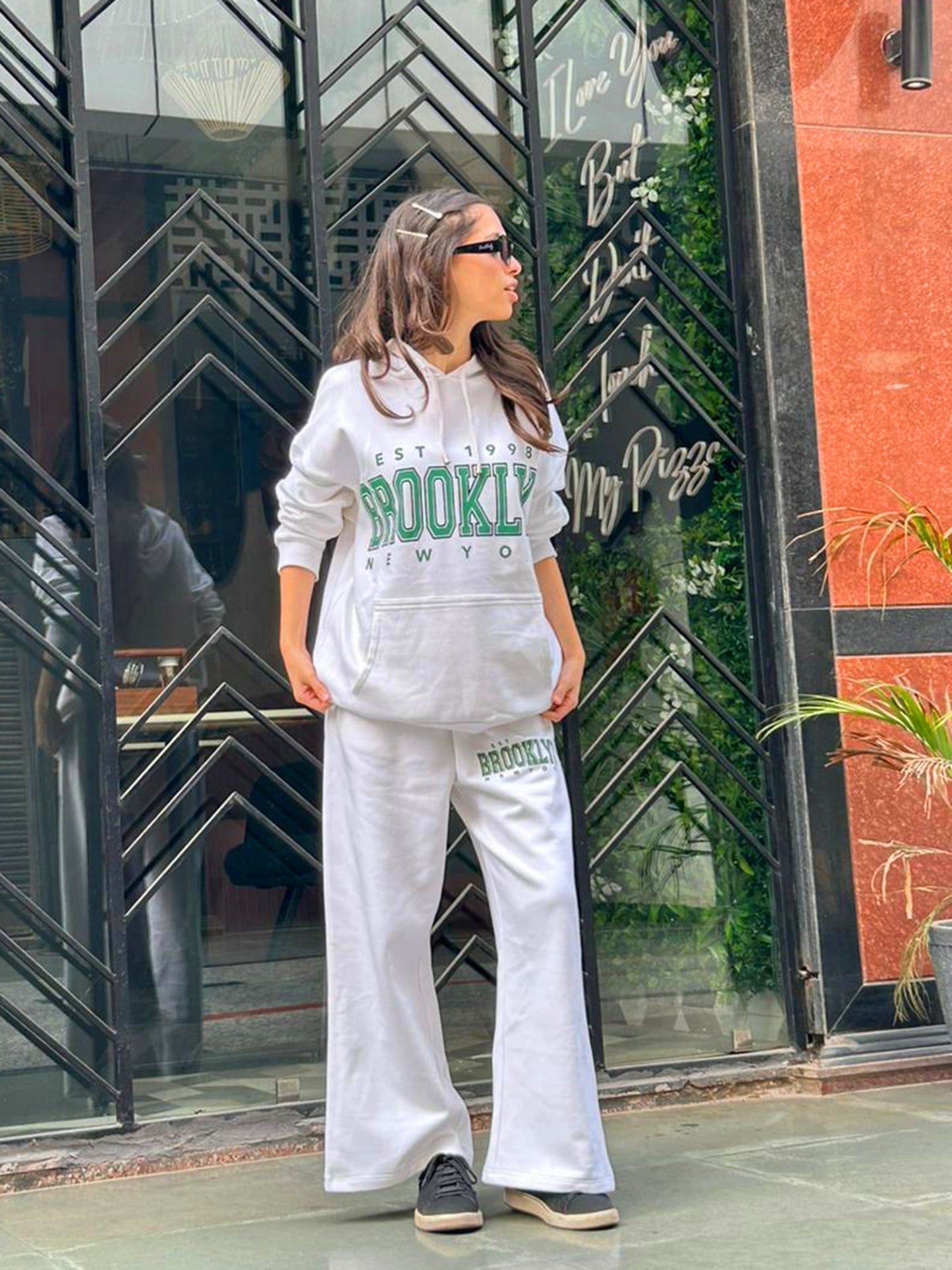 Girls White BROOKLYN Oversized Sweatshirt With Track Pants