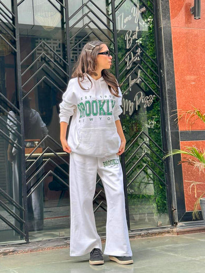 Girls White BROOKLYN Oversized Sweatshirt With Track Pants