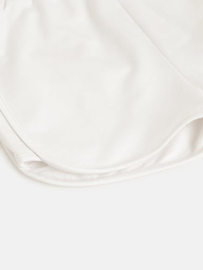Girls White Terry Solid Shorts