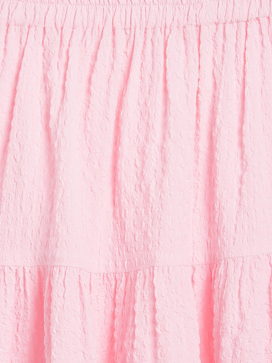 Girls Pink Seer Sucker Tiered Skirt