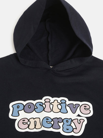 Girls Navy POSITIVE ENERGY Print Hoodie