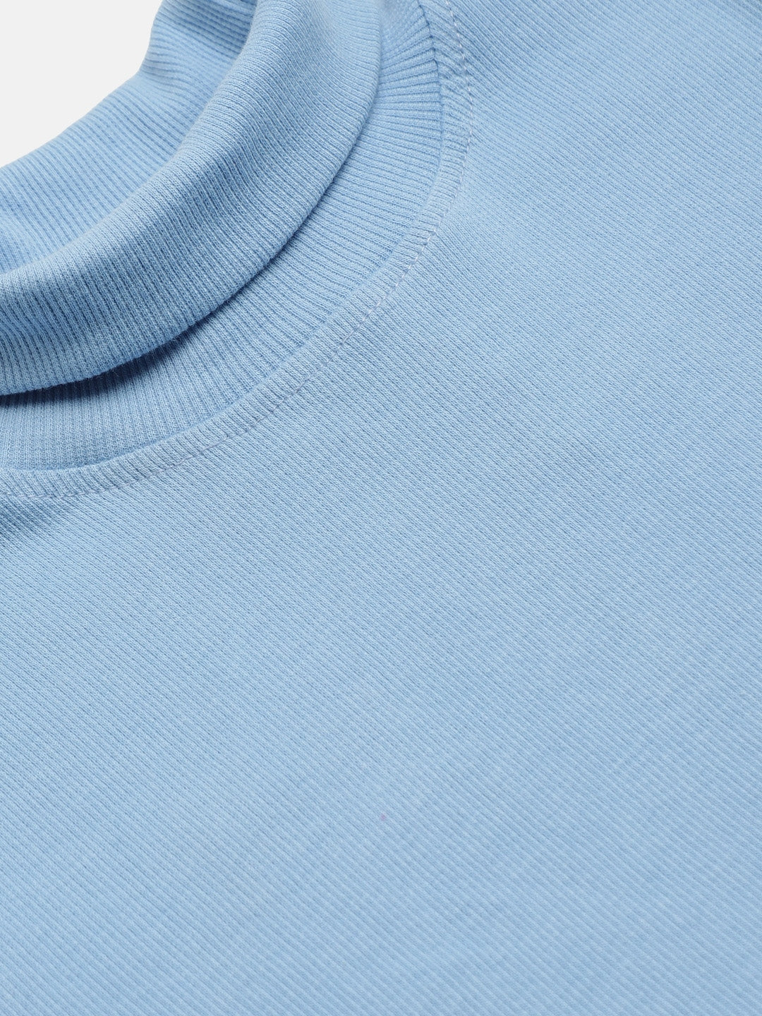 Girls Blue Rib High Neck Top