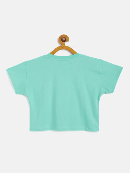 Girls Green What Crop T-Shirt