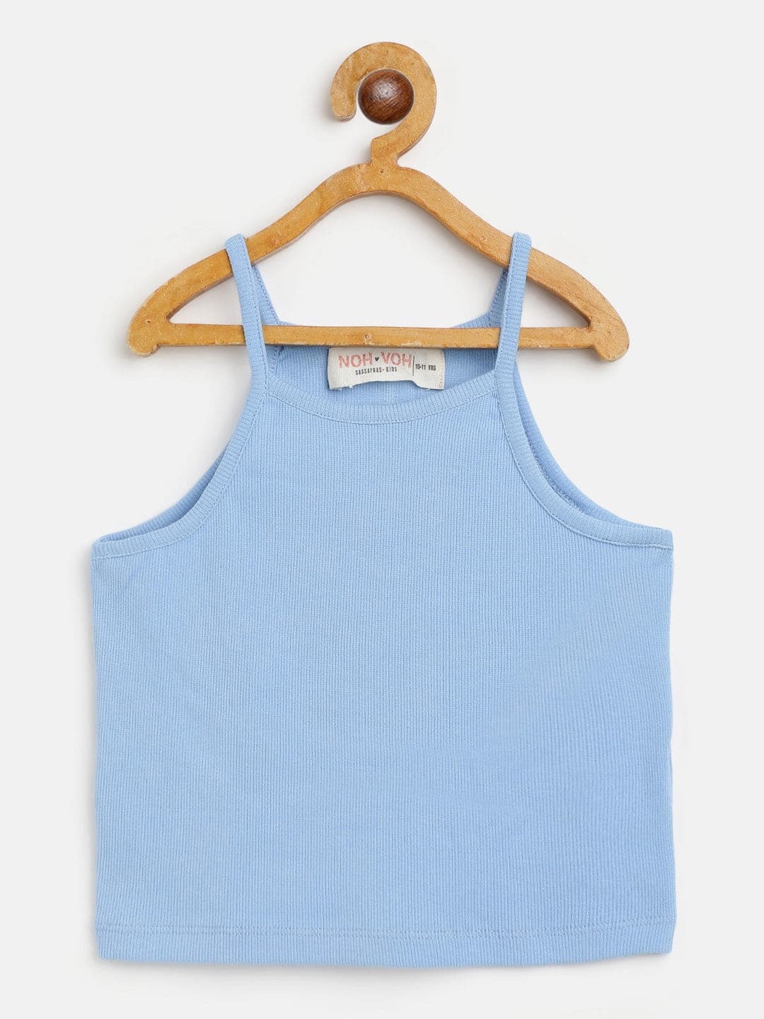 Girls Blue Rib Strappy Crop Top