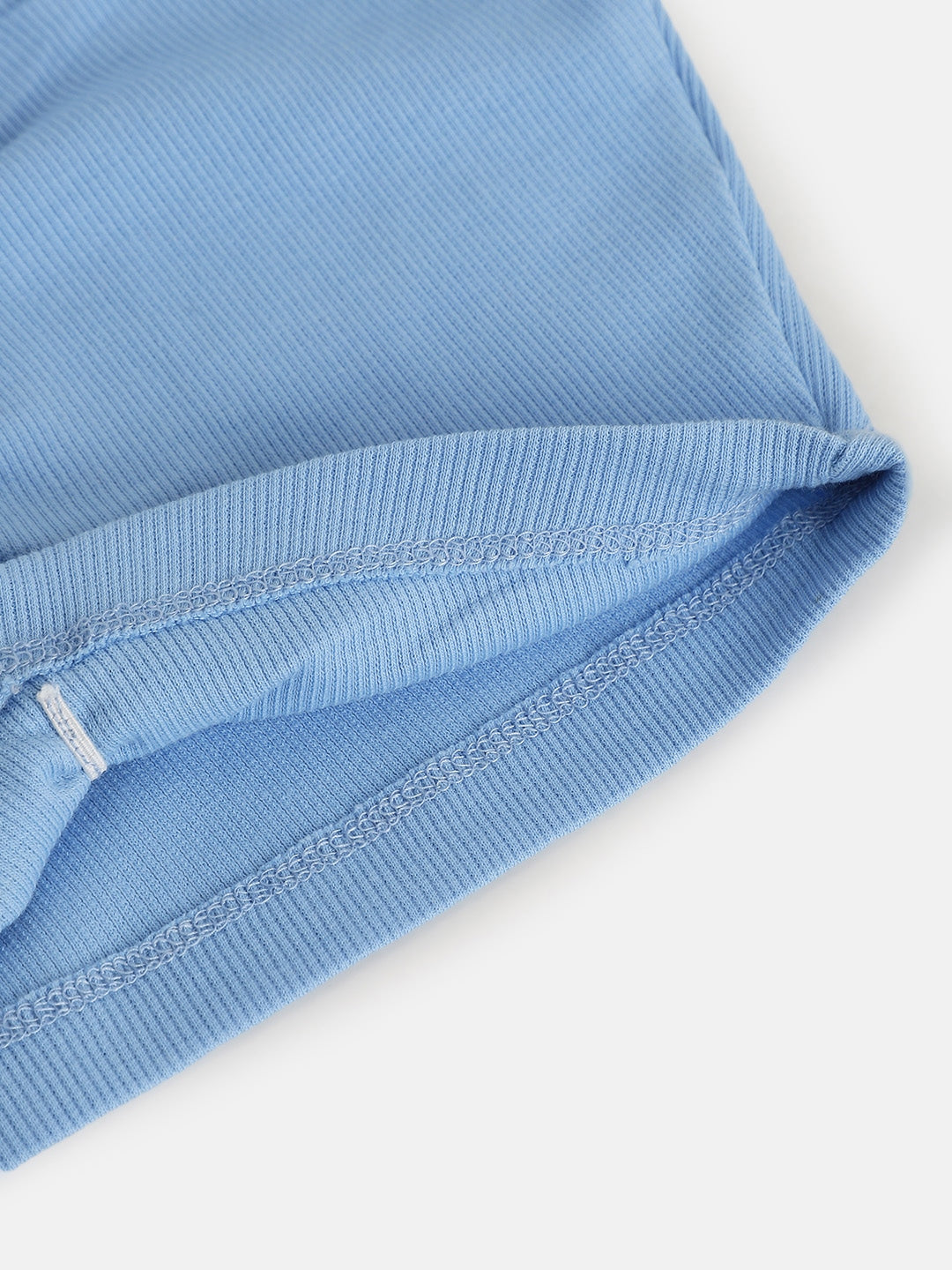 Girls Blue Rib Rouched Front Crop Top