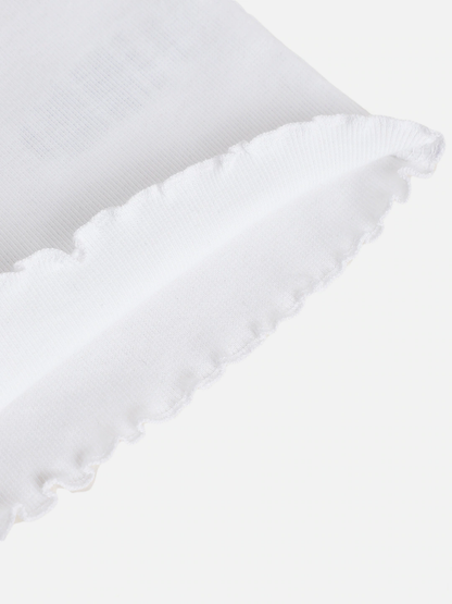 Girls White Rib V-Neck Top