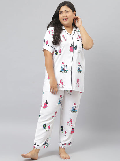 Rayon Abstract Printed Shirt & Pyjama set (Pre-Order)