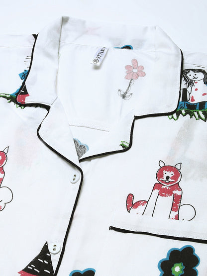 Rayon Abstract Printed Shirt & Pyjama set (Pre-Order)