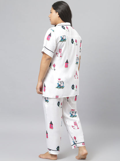 Rayon Abstract Printed Shirt & Pyjama set (Pre-Order)
