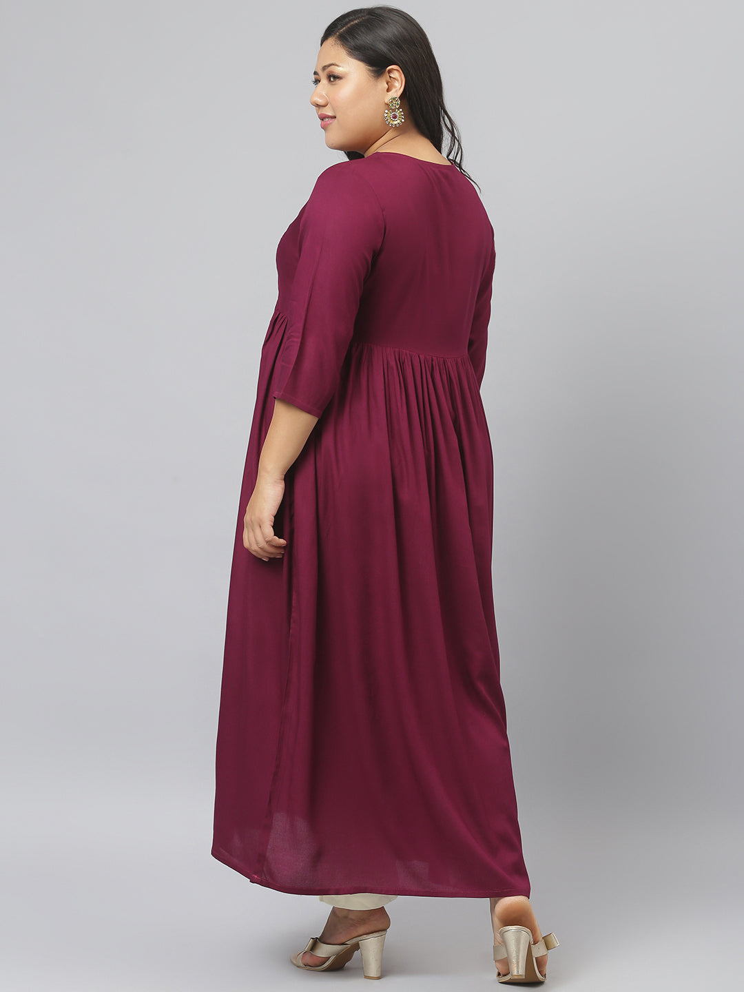 Embroidered Rayon Flared Kurta (Pre-Order)