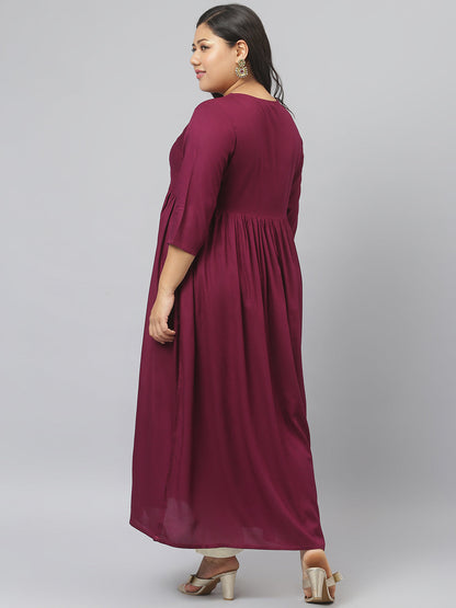 Embroidered Rayon Flared Kurta (Pre-Order)