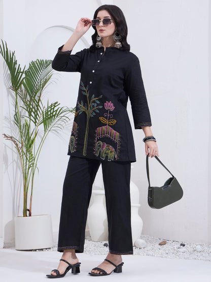 Mal Cotton Kantha Work Co Ord Set