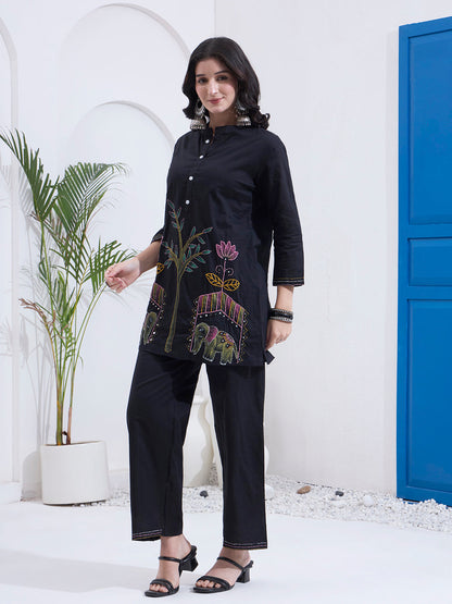 Mal Cotton Kantha Work Co Ord Set