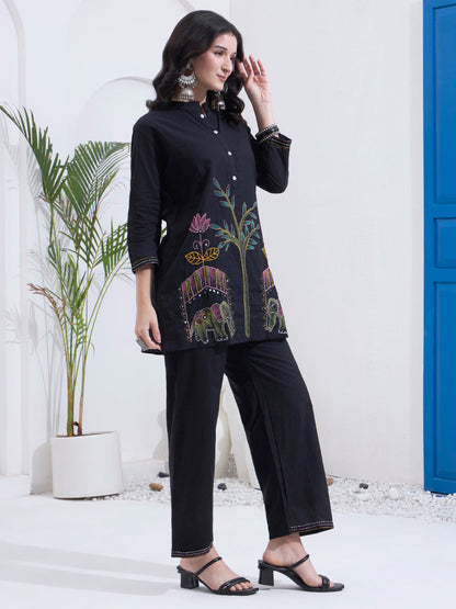 Mal Cotton Kantha Work Co Ord Set