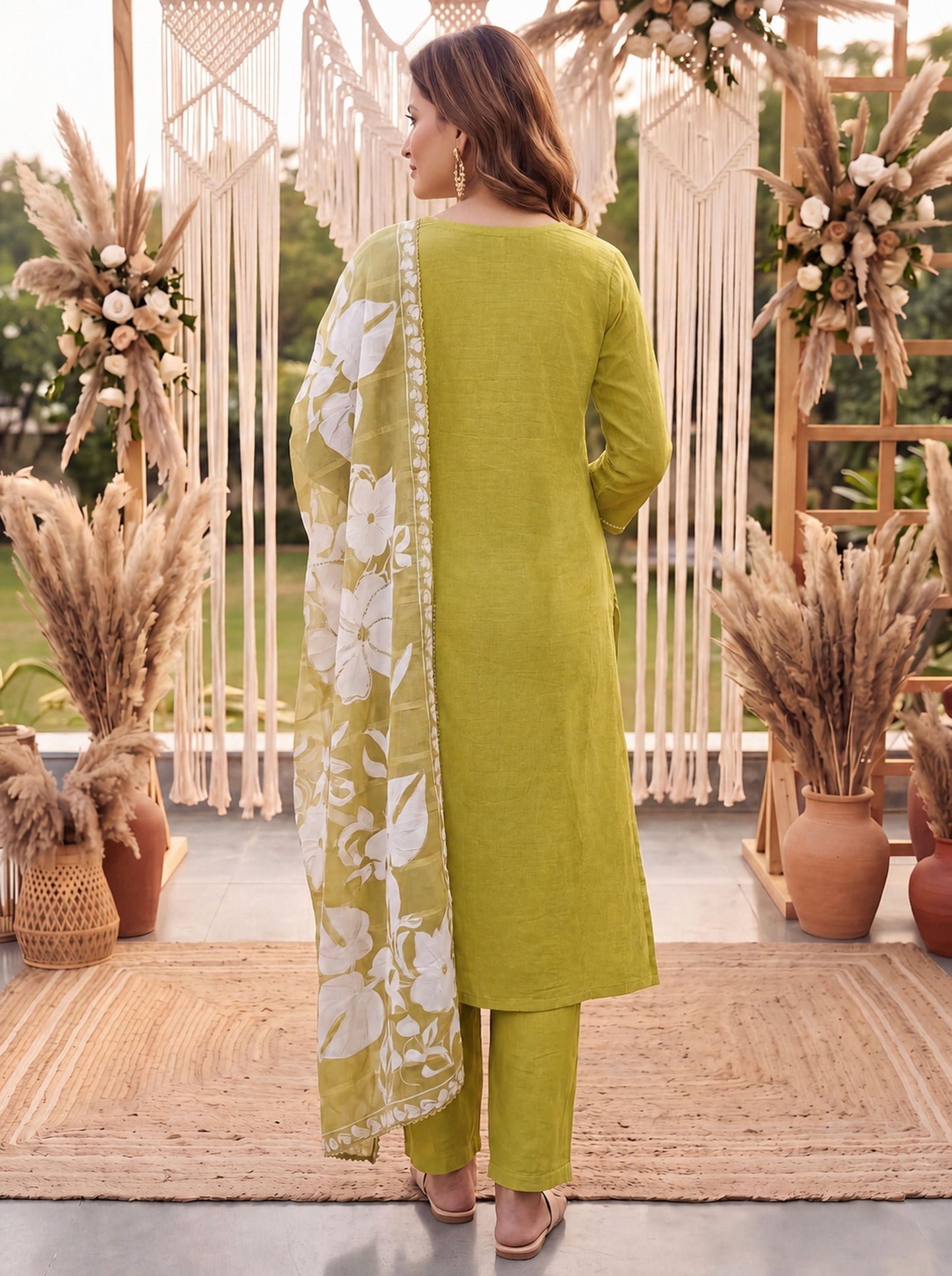 Mustard Petal Soft Kurta Dupatta Pant Set