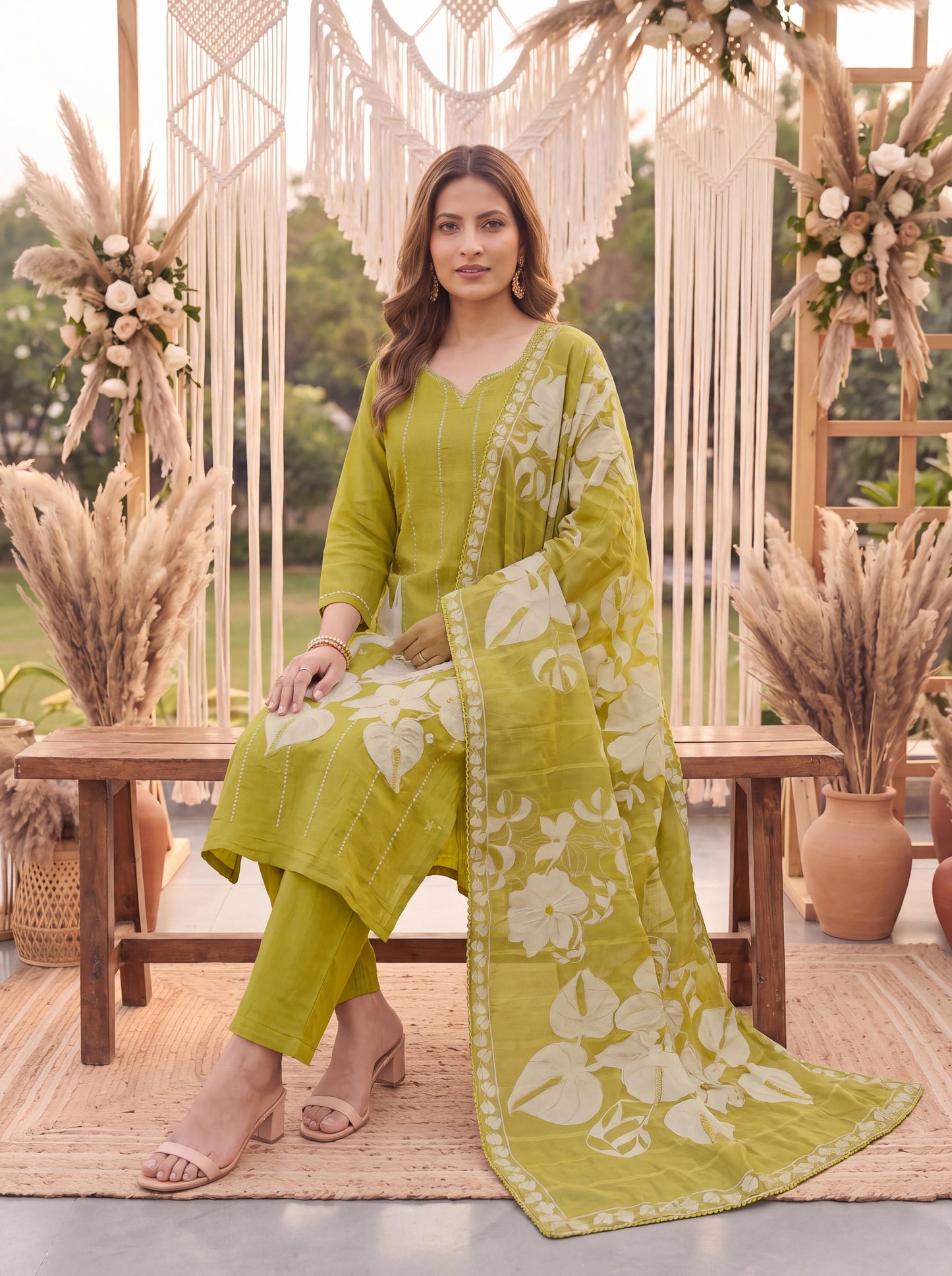 Mustard Petal Soft Kurta Dupatta Pant Set
