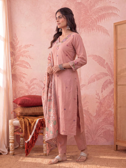 Silky Stripe Kurta Dupatta Pant Set