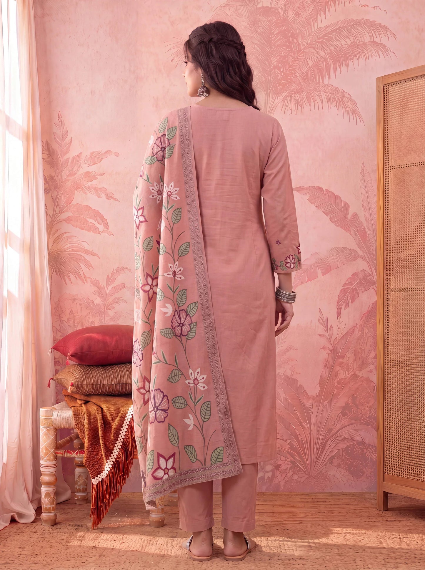 Silky Stripe Kurta Dupatta Pant Set