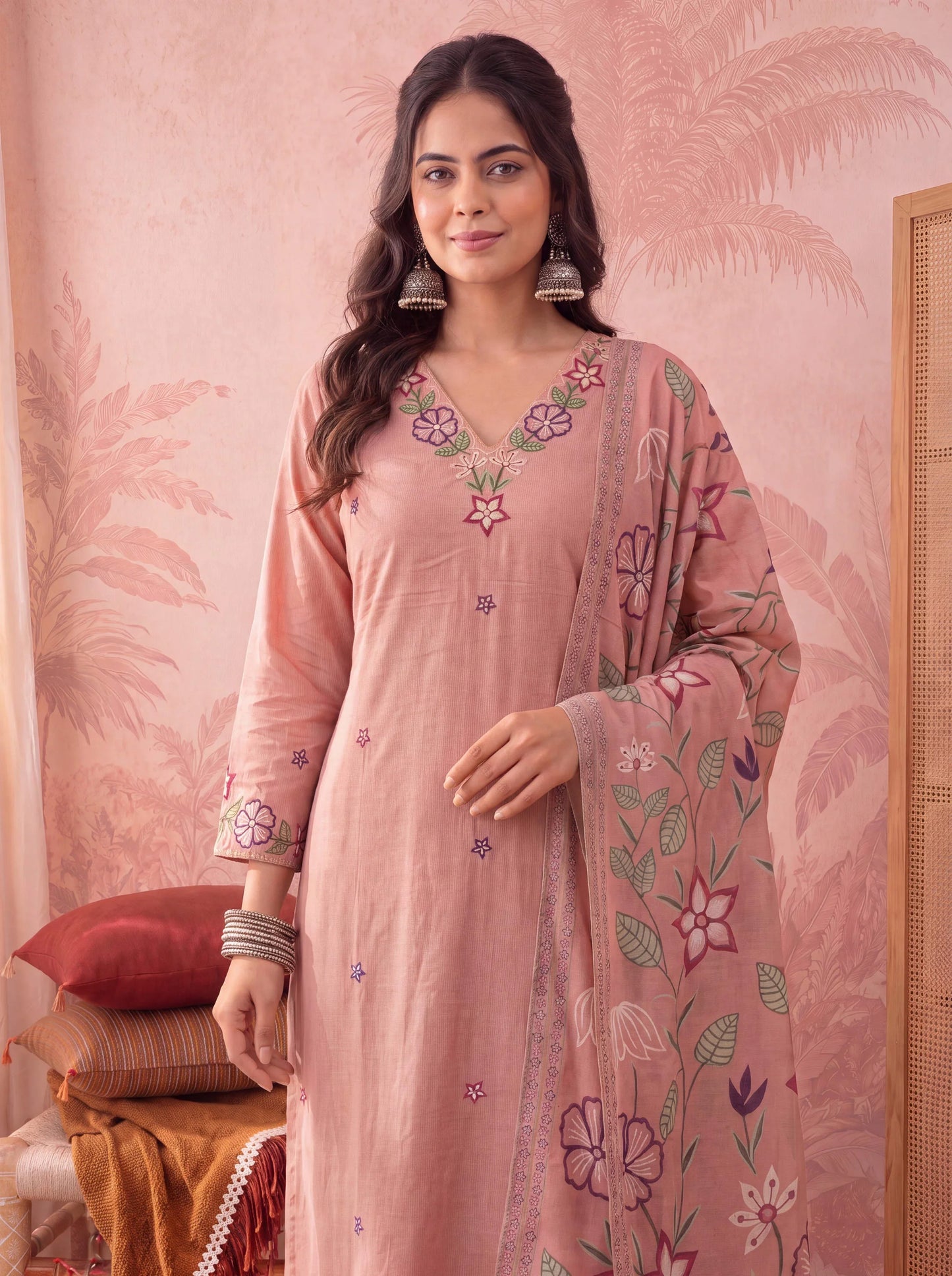Silky Stripe Kurta Dupatta Pant Set
