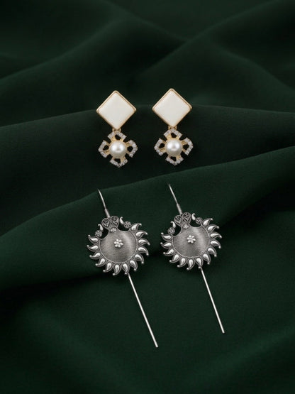 Pack Of 2 Multi-Design Earrings Combo For Women