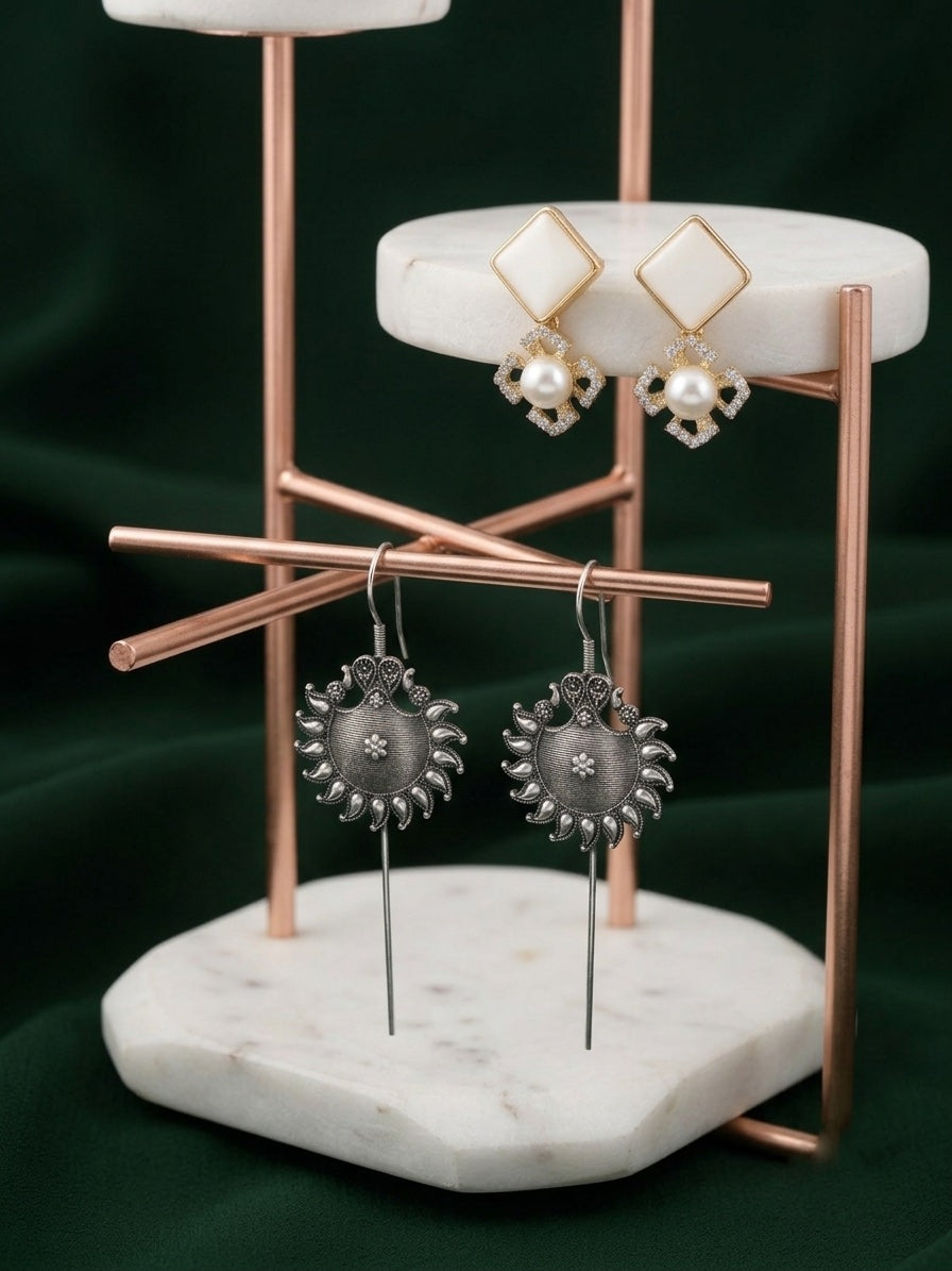 Pack Of 2 Multi-Design Earrings Combo For Women