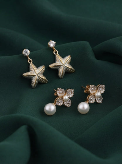Pack Of 2 Multi-Design Earrings Combo For Women