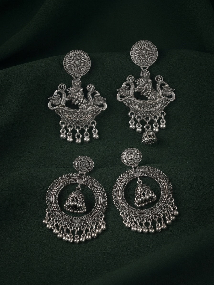 Pack Of 2 Multi-Design Earrings Combo For Women