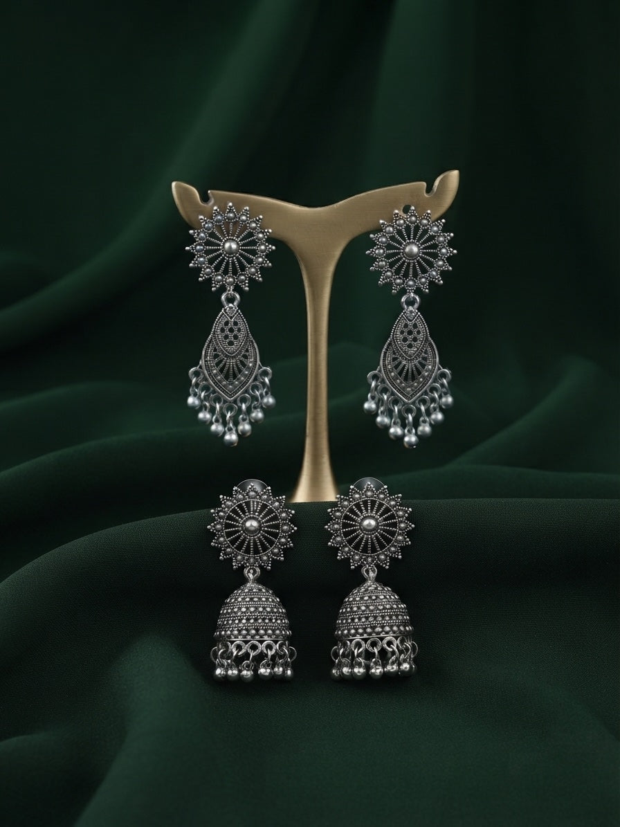 Pack Of 2 Multi-Design Earrings Combo For Women