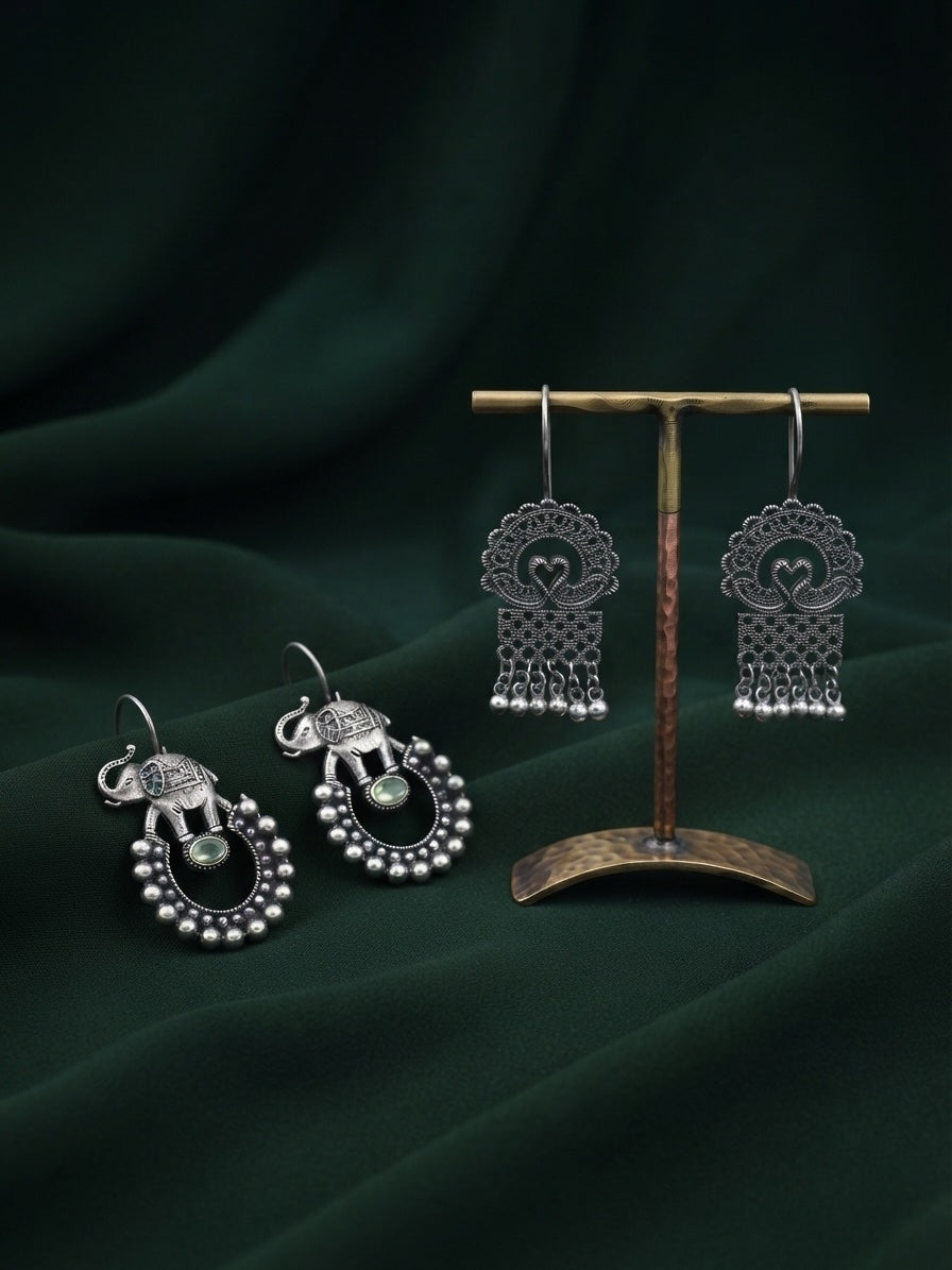 Pack Of 2 Multi-Design Earrings Combo For Women