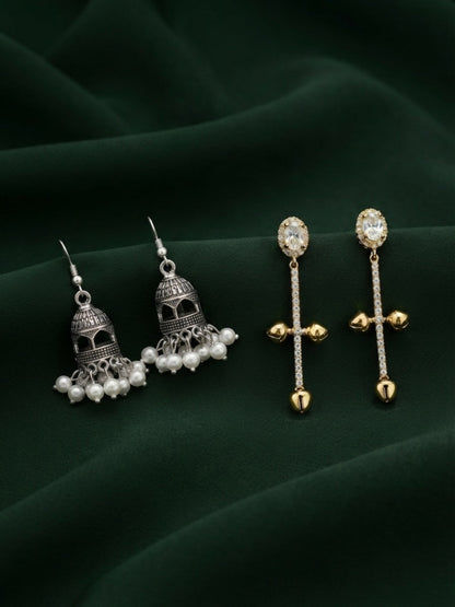 Pack Of 2 Multi-Design Earrings Combo For Women