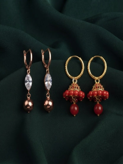 Pack Of 2 Multi-Design Earrings Combo For Women