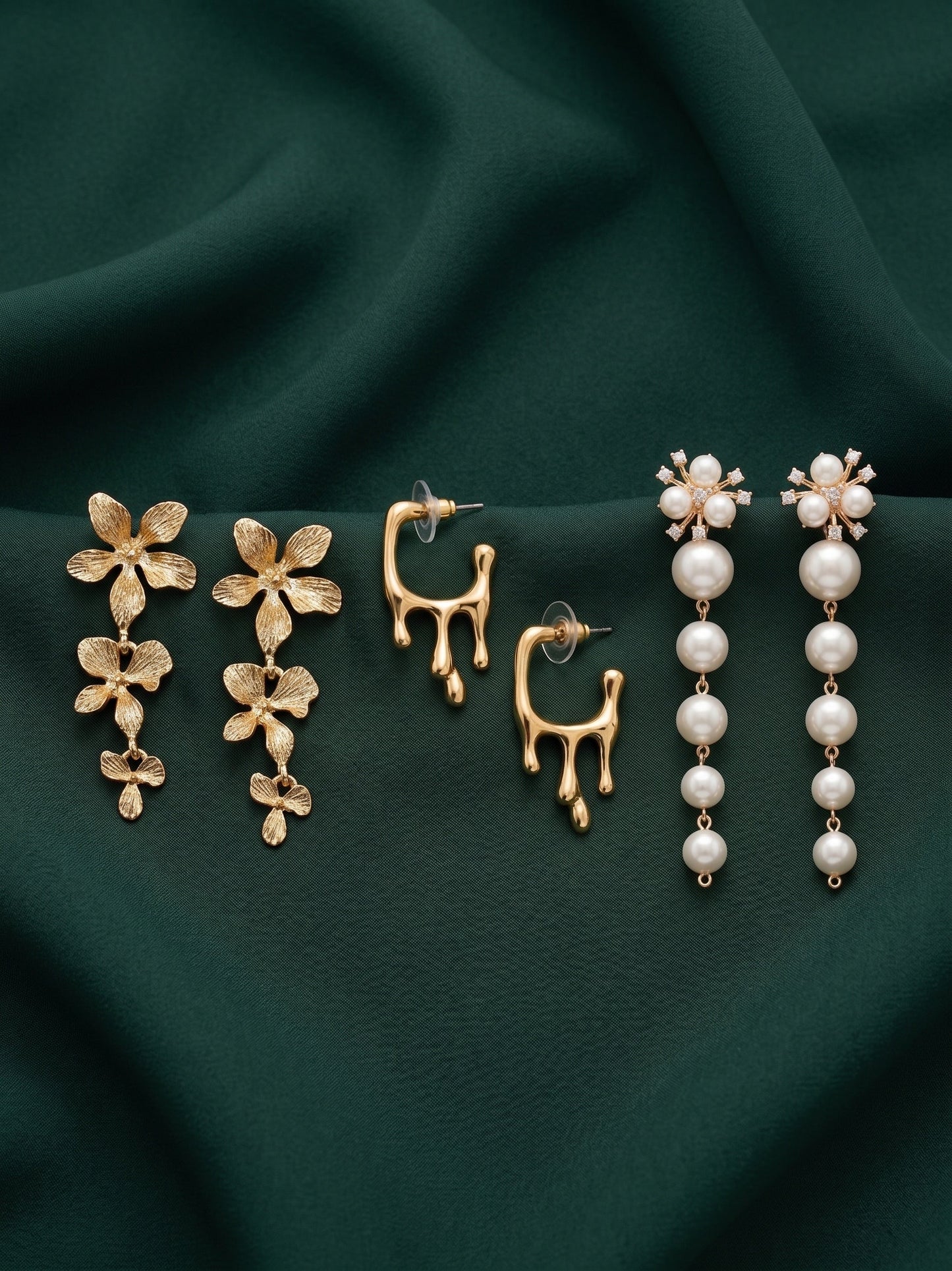 Set Of 3 Multi-Design Earrings Combo Pack