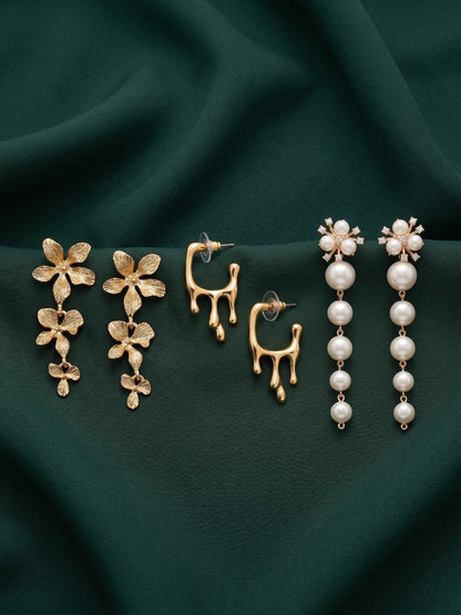 Set Of 3 Multi-Design Earrings Combo Pack