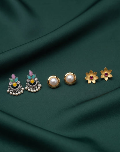 Set Of 3 Multi-Design Earrings Combo Pack