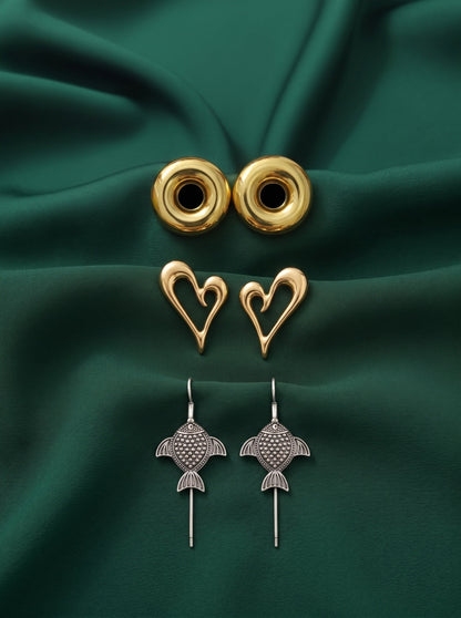 Set Of 3 Multi-Design Earrings Combo Pack
