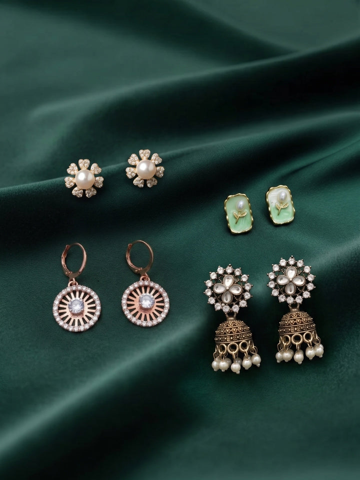 Set Of 4 Multi-Design Earrings Combo Pack